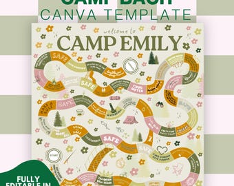 Custom Board Game TEMPLATE | CAMP BACH | Bachelorette Game, Birthday Game, Board Game, Bridesmaid Gift, Bridal Party, Pregame