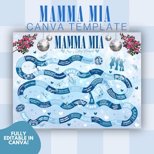 Custom Board Game TEMPLATE | MAMMA MIA | Bachelorette Game, Birthday Game, Board Game, Bridesmaid Gift, Bridal Party, Pregame
