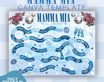 Custom Board Game TEMPLATE | MAMMA MIA | Bachelorette Game, Birthday Game, Board Game, Bridesmaid Gift, Bridal Party, Pregame