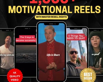 Más de 1000 videos motivacionales de Reels para Instagram, TikTok, YouTube Short, IG, videos virales, paquete de Reels de inspiración empresarial de éxito, MRR/PLR