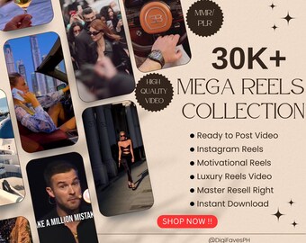 Paquete de más de 30 000 megareels, Reels sin rostro, Reels de Instagram, Estética de dinero antiguo, Marketing sin rostro, Derechos de reventa maestra, Productos digitales PLR