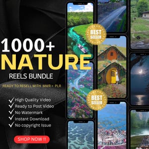1000+ Nature Reels Bundle, Nature Faceless Video Reels, Instagram Reels and Stories, Reels Bundle, Faceless Marketing, Master Resell Rights