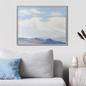 Custom order original oil painting blue sky clouds landscape wall art