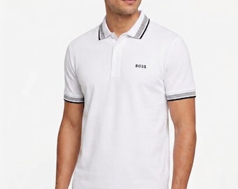 Polo da uomo a maniche corte in cotone bianco Hugo Boss