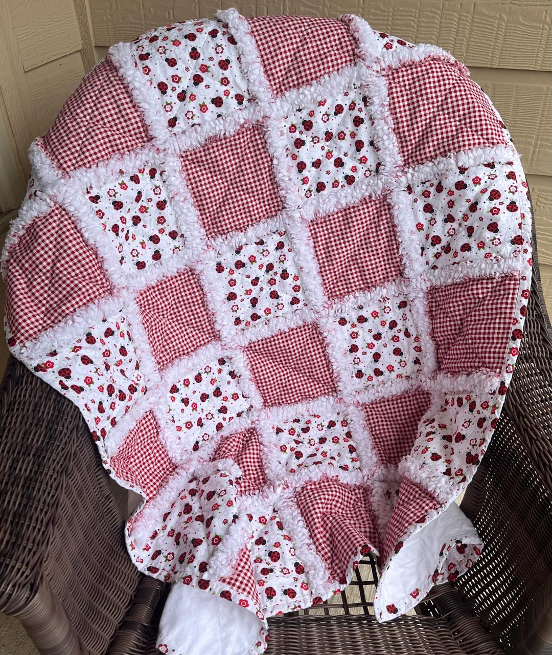 Ladybug Baby Girl Rag Quilt/blanket - Etsy