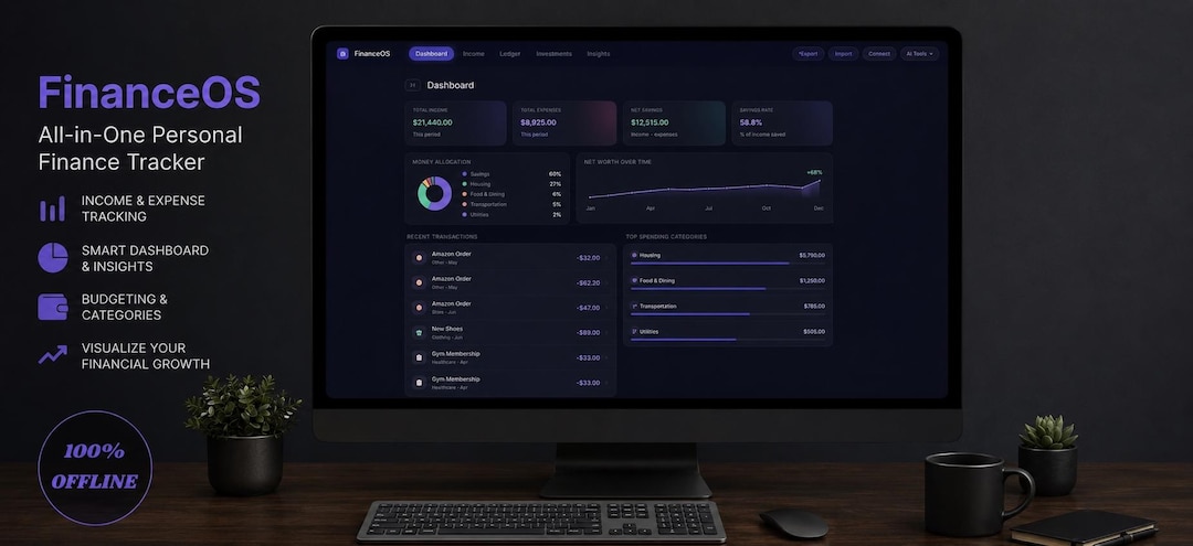 Personal Budget Dashboard | Dark Theme HTML | Income Tracker, Expense ...