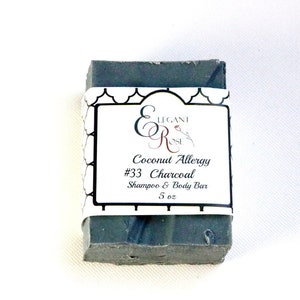 NO 33 Charcoal Coconut Allergy Soap,Unscented Charcoal Soap, Allergen Free Shampoo & Body Bar, No coconut, No Palm image 2