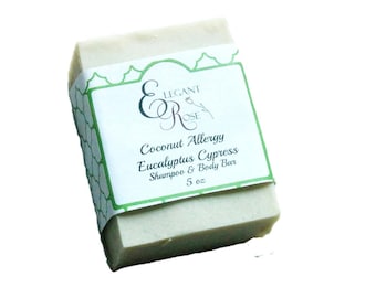 NO 33 Eucalyptus Cypress Coconut Allergy Soap Allergen Free Shampoo & Body Bar,  No coconut, No Palm