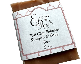 Pink Clay Babassu Shampoo & Body Bar, Coconut Free, Coconut Allergy, No coconut, no palm