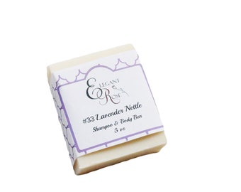 NO 33 Lavender Nettle Coconut Allergy Soap Allergen Free Shampoo & Body Bar,  No coconut, No Palm