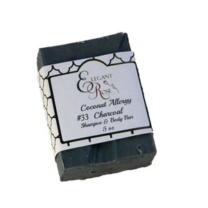 NO 33 Charcoal Coconut Allergy Soap,Unscented Charcoal Soap, Allergen Free Shampoo & Body Bar, No coconut, No Palm image 1