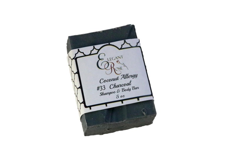 NO 33 Charcoal Coconut Allergy Soap,Unscented Charcoal Soap, Allergen Free Shampoo & Body Bar, No coconut, No Palm image 1