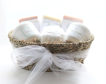 Pamper Bath Gift Set - Mom Gift, Sister Gift, Gift for Women, Whipped Body Butter, Organic Scrub, Luxury Soaps, Lotion  Bar