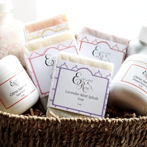 Luxury Spa Gift Basket: Soap, Room Spray, Bath Salts, Sugar Scrub, Body Butter