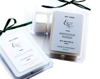 Holiday Essential Oil Soy Wax Melts | Three Ounce All-Natural Soy Wax Melts | Essential Oil | Toxin Free | Vegan | Paraben Free