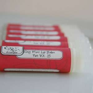 Rose Mint Lip  Balm - All Natural Lip Balm - Essential Oil Lip Balm