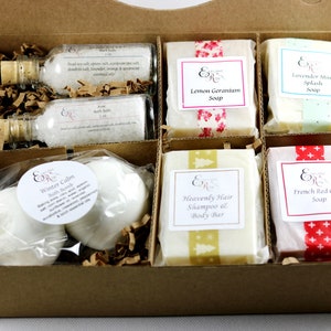 Coconut-Free Spa Gift Set: Handmade Soaps & Bath Salts, Allergy-Friendly