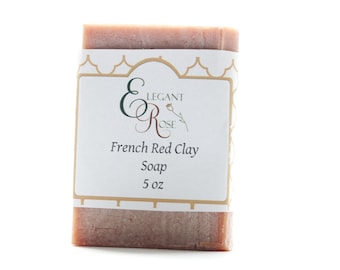 Soap - French Red Clay Soap - Facial Soap, Natural Handmade Soap - Essential Oil Soap