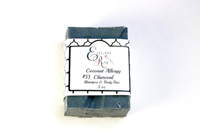 NO 33 Charcoal Coconut Allergy Soap,Unscented Charcoal Soap, Allergen Free Shampoo & Body Bar, No coconut, No Palm image 2