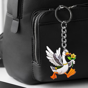Cute Goose Acrylic Keychain, Goose Keychain, Keychain Backpack Accessory, Gift For Her, Gift For Goose Lover
