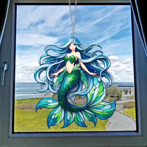 Mermaid Acrylic Window Hanging, Mermaid Lovers Gift, Mermaid Home Decor, Mermaid Lover Gift, Gift For Her