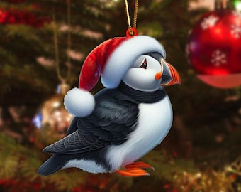 Julgransprydnad med lunnefåglar, juldekoration med lunnefåglar, julgransprydnad med lunnefåglar 2024, julklapp, present till henne