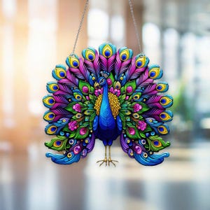 Peacock acryl raam hangend, Peacock Decor, Home Deocr, cadeau voor pauwliefhebber, cadeau voor haar