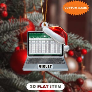 Personlig laptop-juldekoration, 2D-platt julgranskulor, Love Excel-julklapp, juldekoration för hemmet, julklapp