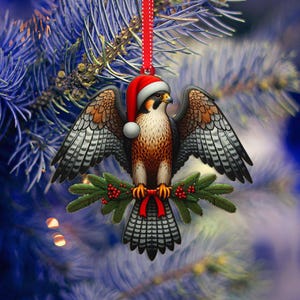 Ozdoba świąteczna z sokołem, wystrój domu z sokołem na Boże Narodzenie, ozdoba świąteczna z sokołem na rok 2024, prezent świąteczny, prezent dla niej