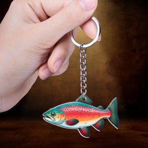 Salmon Acrylic Keychain, Salmon Keychain, Salmon Gift, Gift For Salmon  Lover, Gift For Her