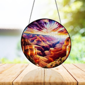Grand Canyon Park Stained Glass Window Hanging, Suncatcher, Home Decor, GIft For Her