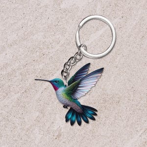 Portachiavi in acrilico a forma di colibrì, portachiavi a forma di colibrì, regalo a forma di colibrì, portachiavi a forma di uccello, regalo per gli amanti dei colibrì, regalo per lei