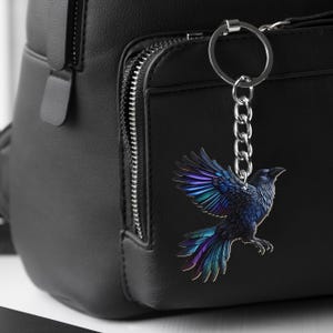 Raven Acrylic Keychain, Raven Keychain, Animal Keychain, Gift For Him, Animal Lover Charm