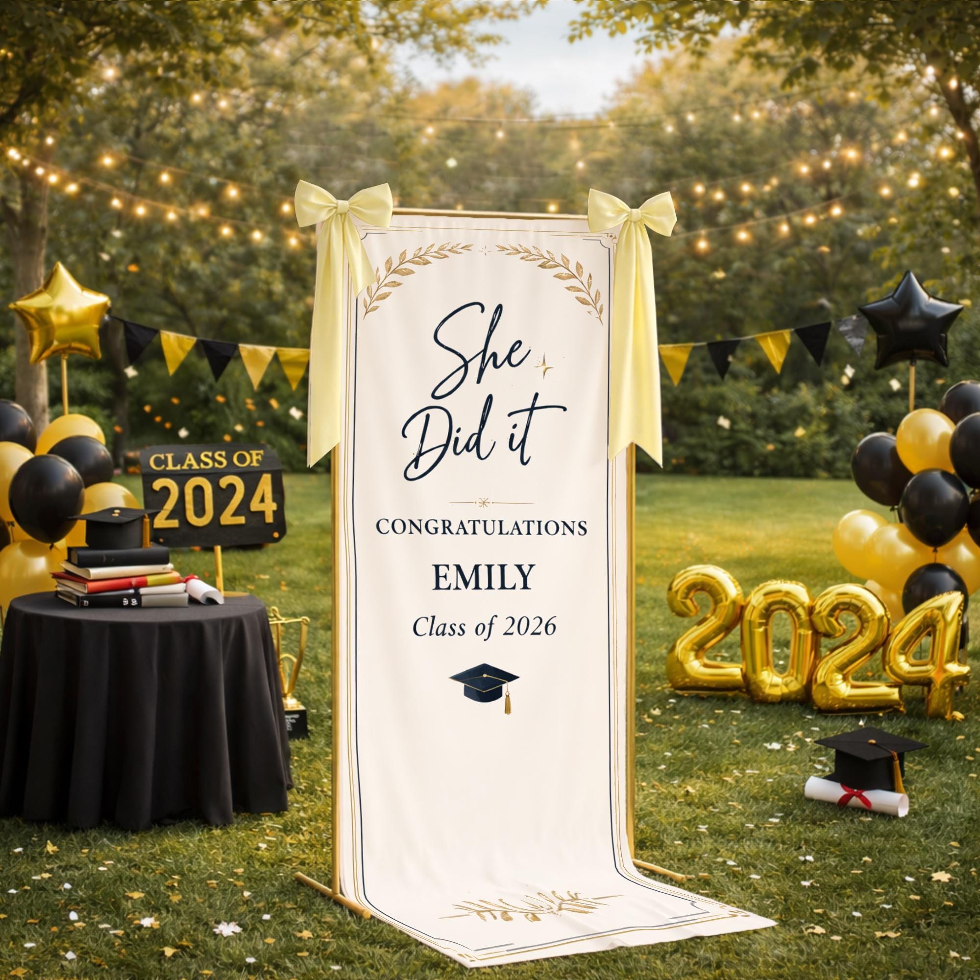 Spring Graduation Linen Personalized Graduation Linen Banner,
