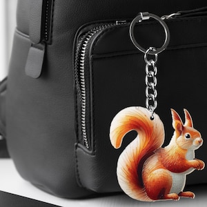 Squirrel Keychain, Cute Keychain, Acrylic Keychain, Squirrel Lover Gift, Gift For Her