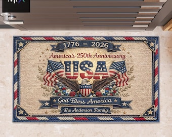 America 250th Anniversary Doormat, Patriotic USA Eagle Rug, God Bless America (1776-2026)