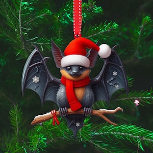 Bat Christmas Ornament, Funny Bat Christmas Decor, Bat Xmas 2024 Ornament Gift, Christmas Gift, Gift For Him, Gift For Bat Lover
