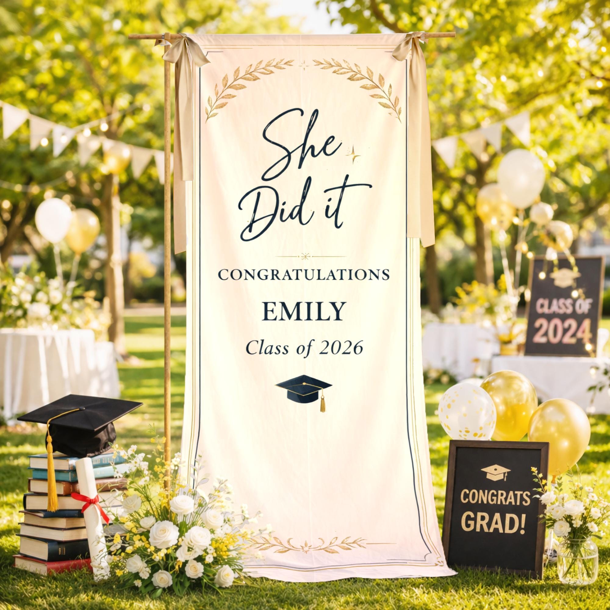 Spring Graduation Linen Personalized Graduation Linen Banner,