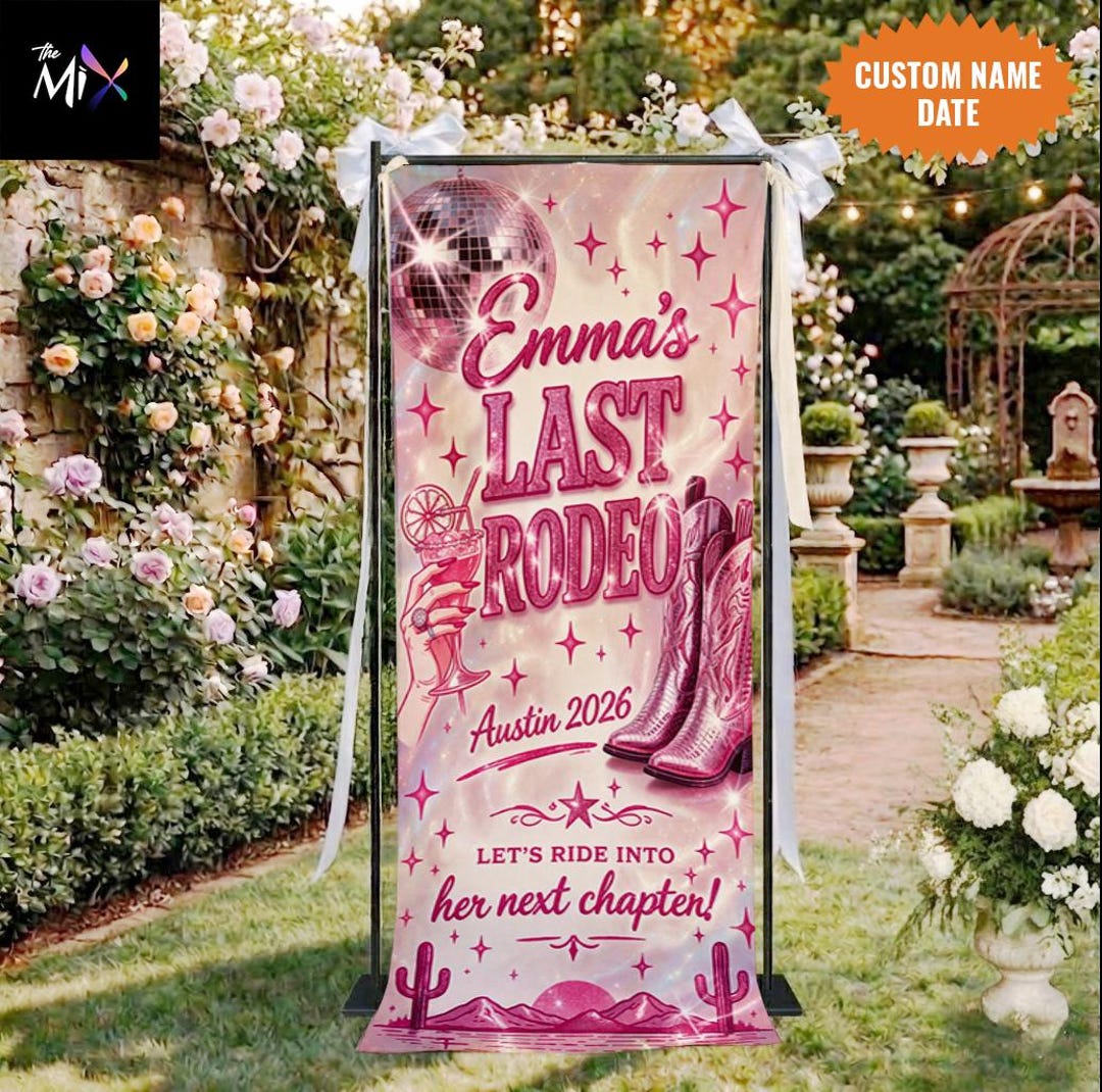 Last Rodeo Bachelorette Linen Banner, Cowgirl Bridal Shower Welcome ...