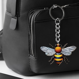 Bee Acrylic Keychain, Bee Accessories, Animal Lovers Gift, Gift For Her, Gift For Bee Lover