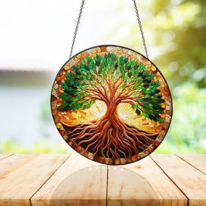 Tree of Life Stained Glass, Tree of Life Window Hanging, Home Decor, World Tree, Gift for Mom, Suncatcher