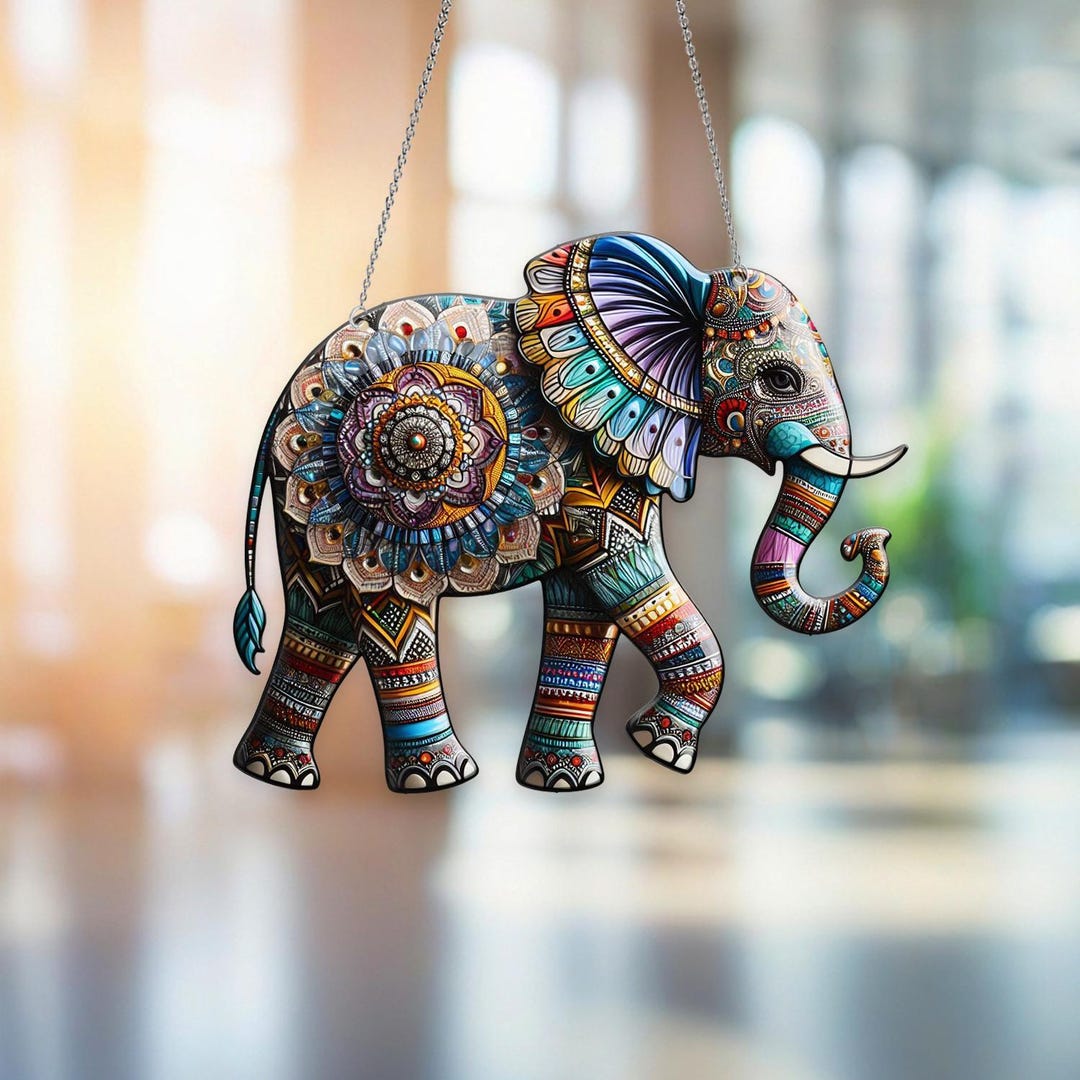 Bohemian Elephant Acrylic Window Hangings Elephant Window Decor Home bohemian-elephant-acrylic-window-hangings-elephant-window-decor-home