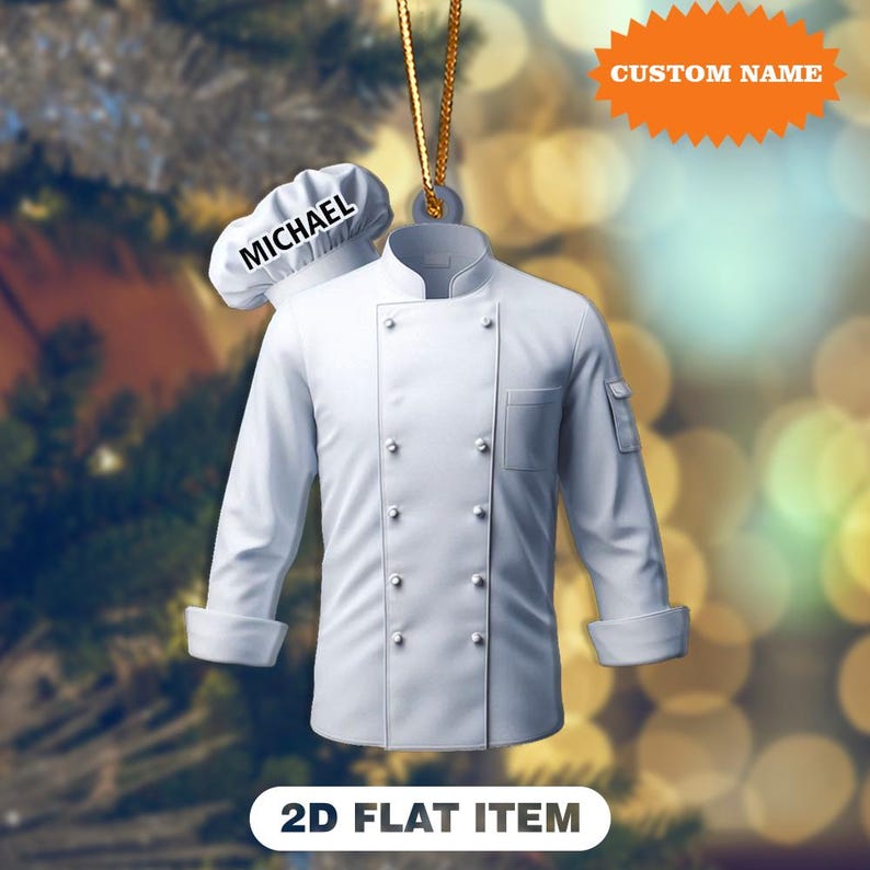 Personalized Chef Uniform Ornament, Chef Outfit Ornament Christmas
