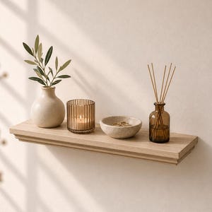 Solid Wood Floating Shelf, Roman Ogee Edge, Unfinished Display Shelf
