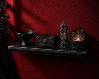 Handcrafted Gothic Floating Shelf | Wood Wall Display | Alt Home Decor | Crystal & Collectible Ledge