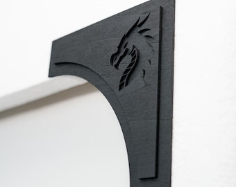 Pair of Dragon Corner Accent Wood Bracket Gothic Billy Bookshelf Shelf Decor