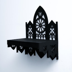 Etagère cathédrale gothique | Pack plat de décoration médiévale, présentoir académique sombre image 1