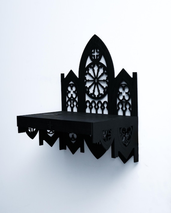 Gothic Cathedral Shelf | Flat Pack Medieval Decor, Dark Academia Display
