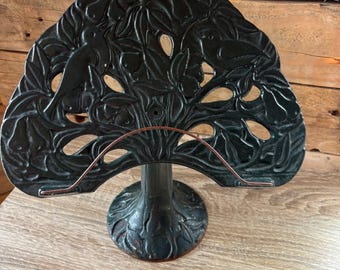 Vintage Style Cast Iron Cookbook Stand | Tree of Life & Birds Recipe Book Holder | Heavy Duty Metal Reading Stand Book Rest Kitchen Decor