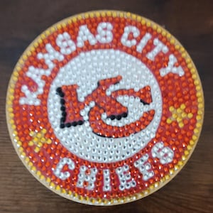 KC Chiefs NFL Football Coasters - Finished & Sealed Diamond Art with Cork Bottom, Perfect Gift for Fans - Set of 6